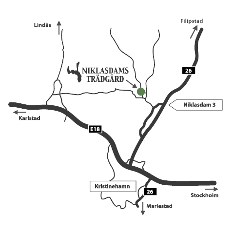 Karta till Niklasdams Trädgård